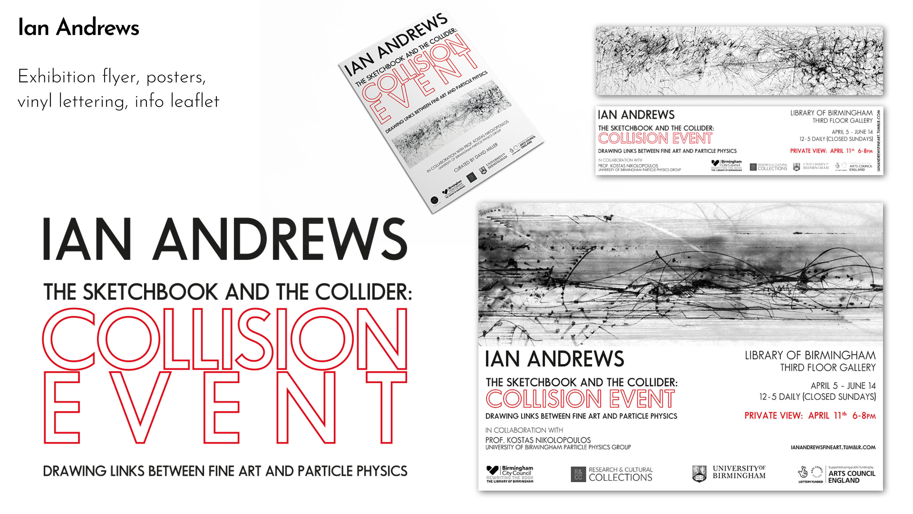 typography, flyer, large format and booklet design for artist Ian Andrews